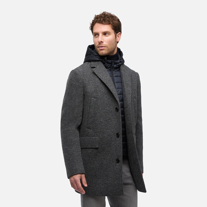 Long coat CLAUDIO MAN Melange Grey | GEOX