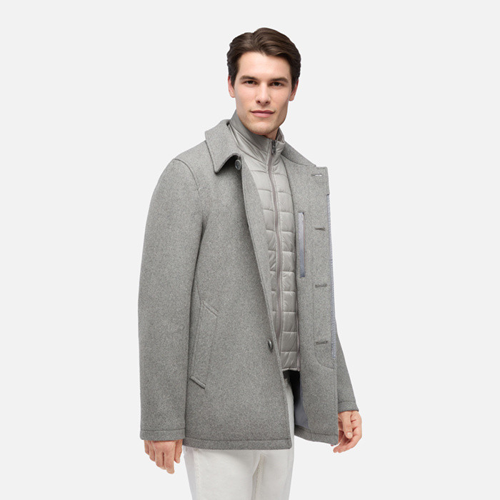 Long coat MONREALE MAN Light melange grey | GEOX