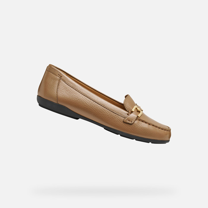 Leather loafers ANNYTAH MOC WOMAN Mud | GEOX