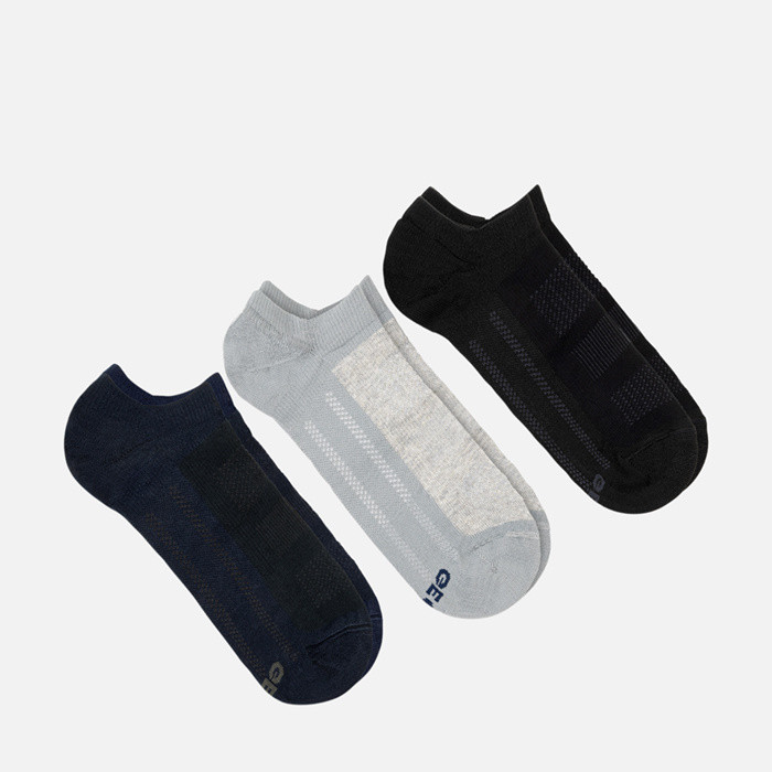 Short socks THREE-PACK SOCKS ADULT Black/Melange grey/Blue | GEOX