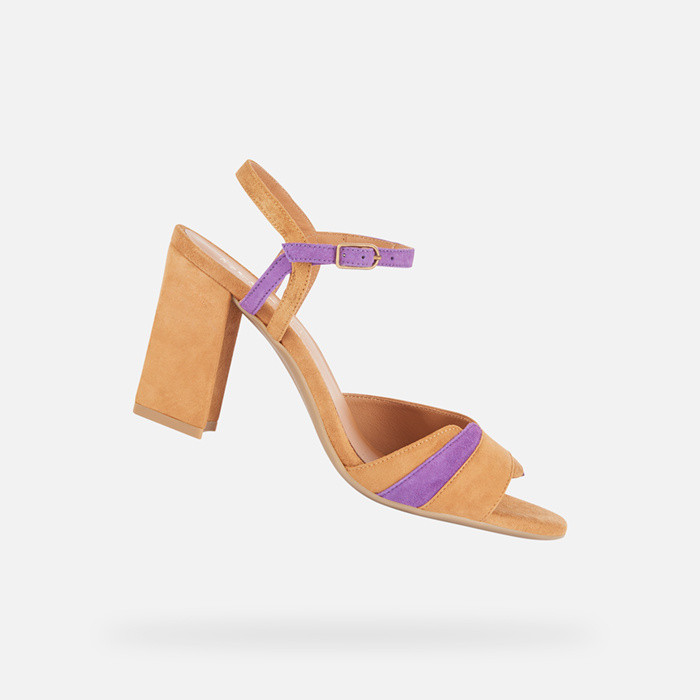high-heeled sandals NEW ERAKLIA 80 WOMAN Cognac/Purple | GEOX